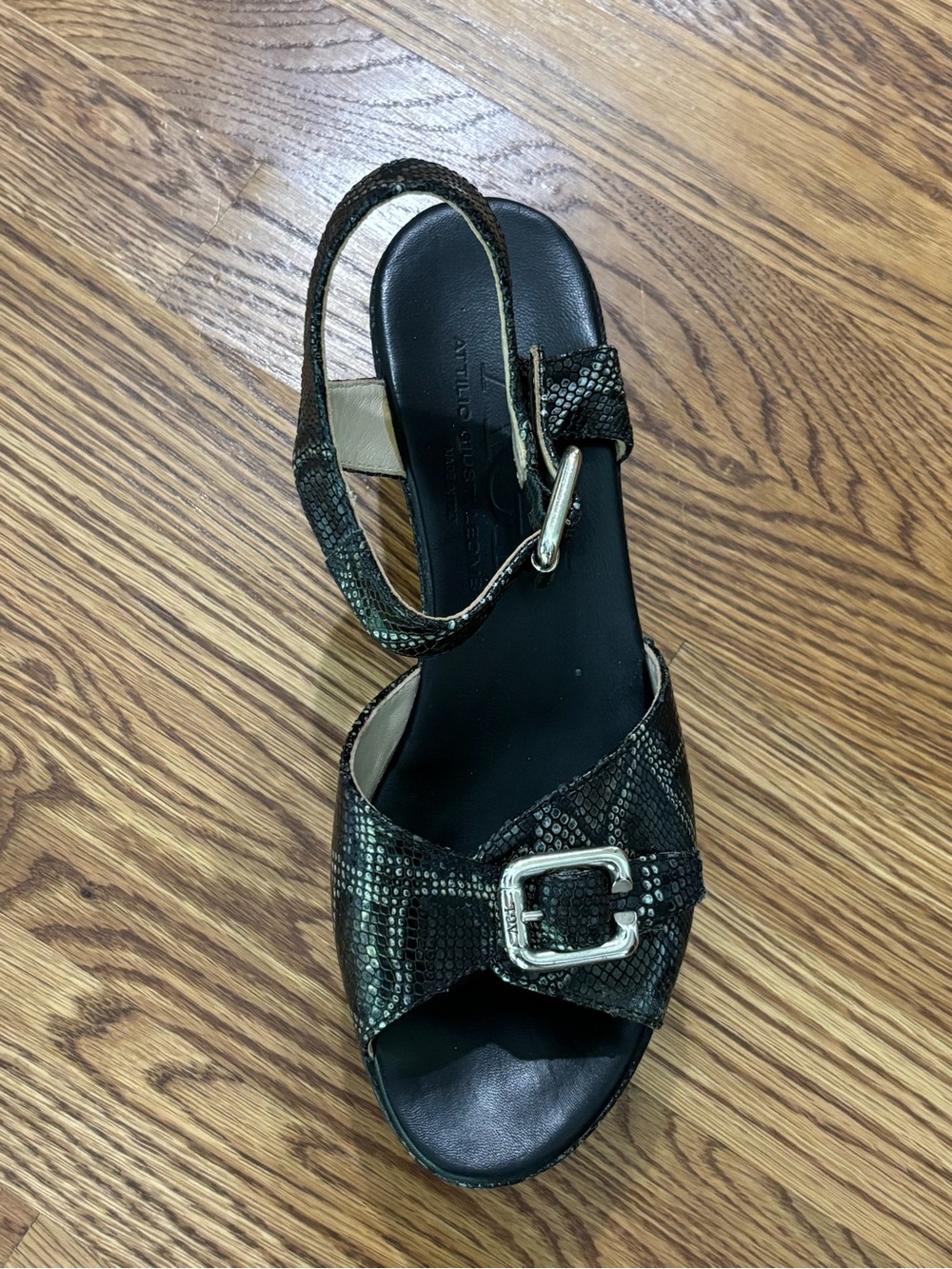 AGL Black Embossed Sandals